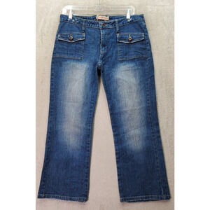Leo Roma Crop Jeans Women's Size 11‎ Blue Denim Cotton Flap Pockets Straight Leg